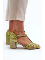 Dámské kožené sandály na podpatku model 21662550 - Maciejka