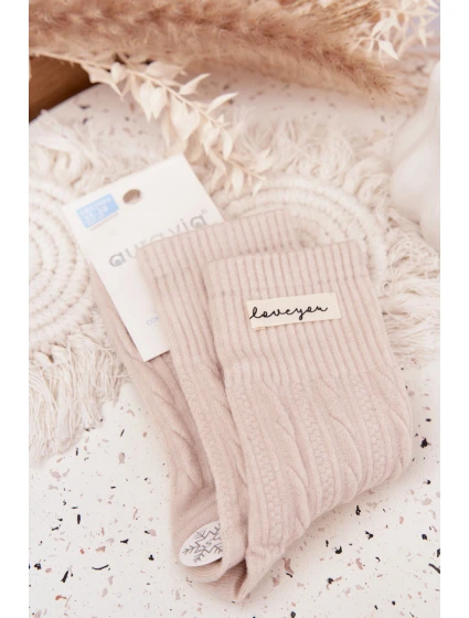 Teplé dámske ponožky s vlnou - béžové Teplé dámske ponožky s vlnou - béžové