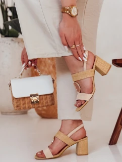 Dámske sandále na podpätku ROMELLA beige FashionStreet ZY0753