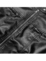 Čierna bunda ramoneska so stojačikom (11Z8010)