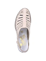 Kožené sandály na podpatku W model 22050556 beige - Rieker Kožené sandály na podpatku W model 22050556 beige - Rieker
