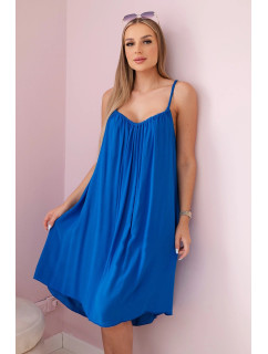 Viskózové šaty na ramínka chrpově modrá