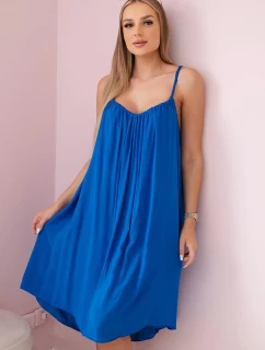 Viskózové šaty bez ramienok chrpovo modré