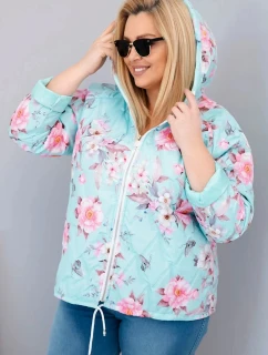 Dámska jarná prešívaná bunda s kapucňou a kvetinovým vzorom Mint