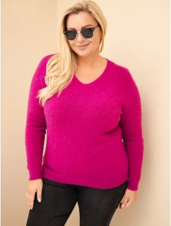 Dámský svetr Plus Size z baby alpaky s dlouhým rukávem fialová tmavá