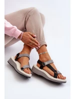 Sandały Damskie Na Platformie I Koturnie Big Star NN274A054 Szare Sandały Damskie Na Platformie I Koturnie Big Star NN274A054 Szare