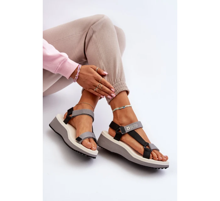 Sandały Damskie Na Platformie I Koturnie Big Star NN274A054 Szare Sandały Damskie Na Platformie I Koturnie Big Star NN274A054 Szare