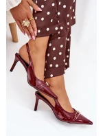 Lodičky Na Jehlovém Podpatku Se Zlatou Bordové model 21704634 - Boto