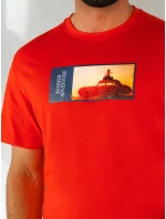 Pánské oranžové tričko s potiskem Dstreet model 21975036 - FashionStreet