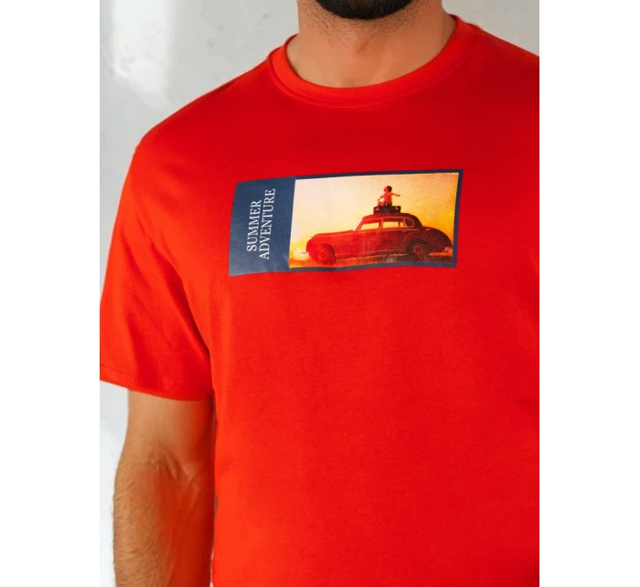 Pánské oranžové tričko s potiskem Dstreet model 21975036 - FashionStreet