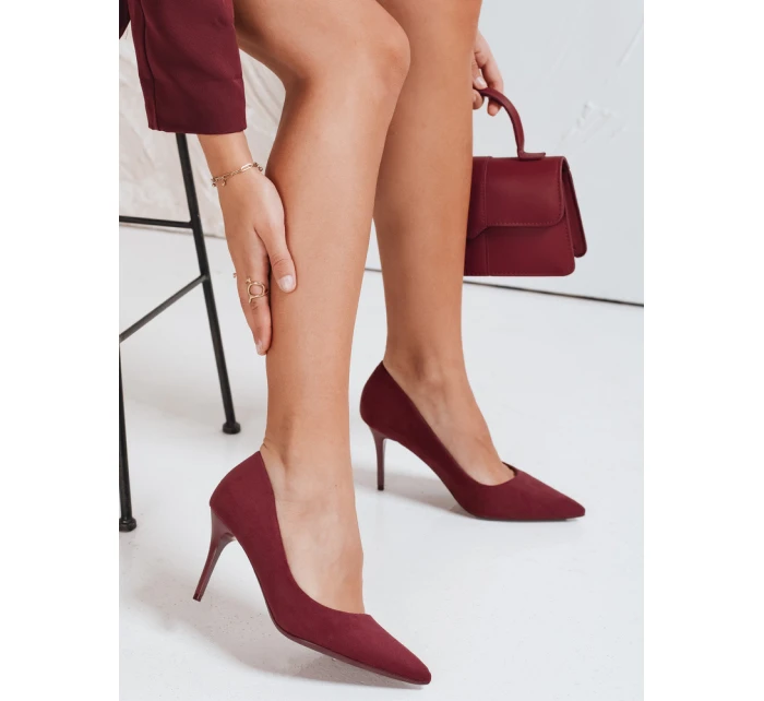 Dámské vínové semišové boty Dstreet model 21992193 - FashionStreet