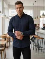 Pánska tmavomodrá vzorovaná košeľa slim fit FashionStreet DX2691
