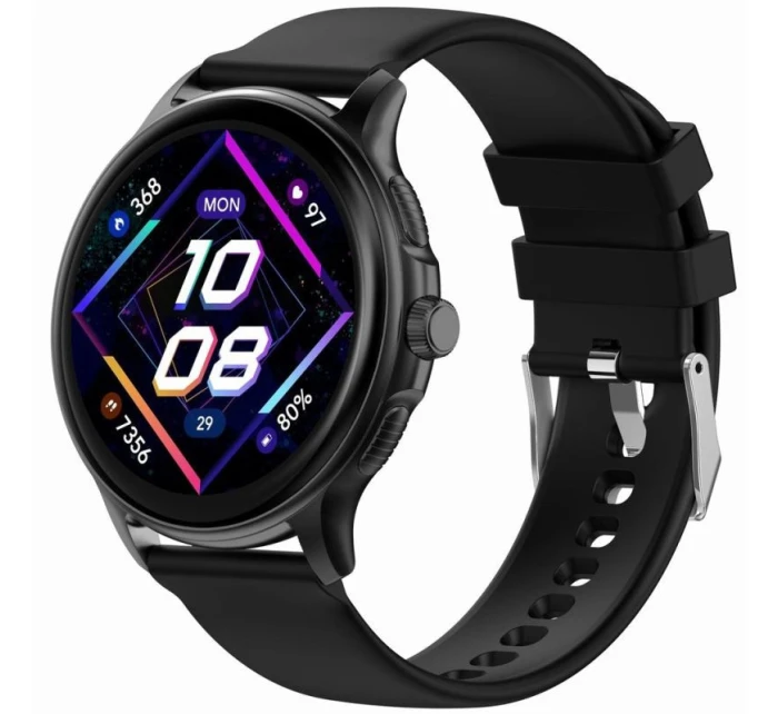 Dámské chytré hodinky  Černý silikonový řemínek + černý náramek model 21806501 - Gravity