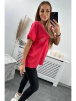 Bavlnená blúzka s vreckom malinová
