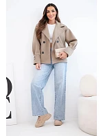 Dámske krátke dvojradové sako s fango golierom