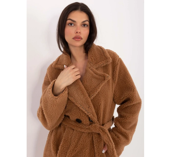 Płaszcz IT PL model 21776345 camelowy - FPrice Płaszcz IT PL model 21776345 camelowy - FPrice