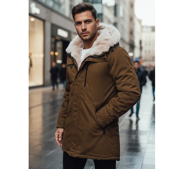 Pánská zimní bunda parka s kapucí béžová Dstreet model 21982648 - FashionStreet