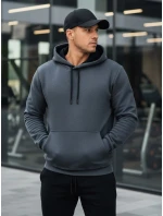 Pánska základná mikina s kapucňou tmavosivá FashionStreet BX5863