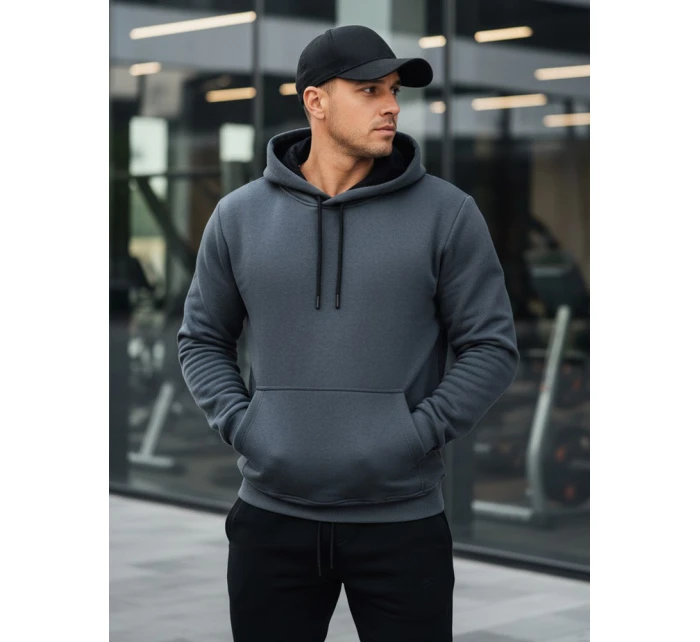 Pánska základná mikina s kapucňou tmavosivá FashionStreet BX5863