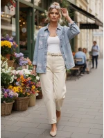 Dámska džínsová košeľová bunda modrá FashionStreet TY5600