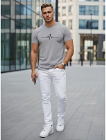 Pánske bavlnené tričko s EKG líniou sivé FashionStreet NX5098R