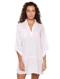 Plážové šaty 7229 biele - LingaDore