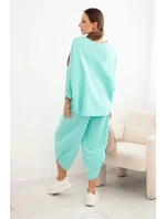 Bavlnená mikina + nohavice tmavá mentolová