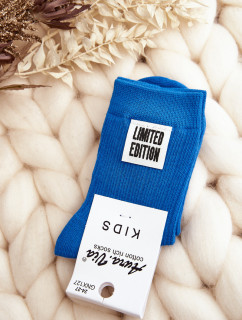 Detské hladké ponožky s modrou aplikáciou