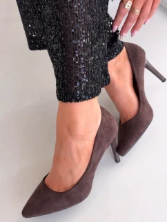 Dámske lodičky Sergio Leone z eko-semišu - čokoládové