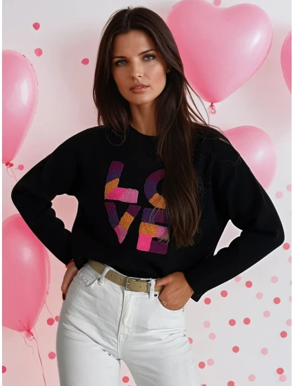 Dámský oversize svetr černý Dstreet model 21970645 - FashionStreet Dámský oversize svetr černý Dstreet model 21970645 - FashionStreet