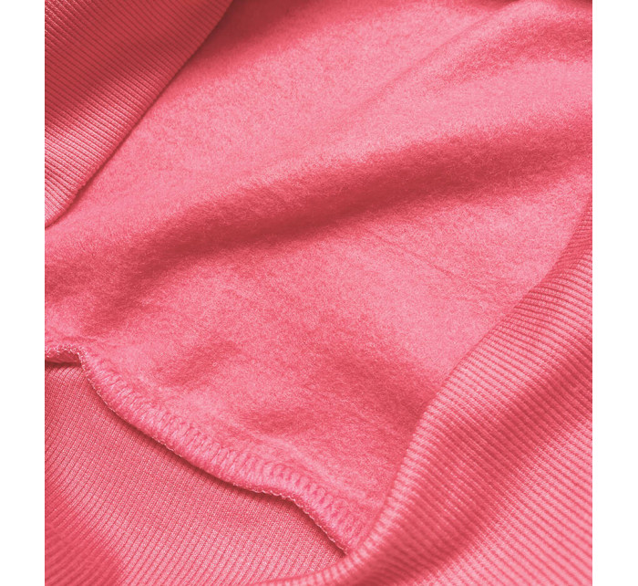 Ružová dámska tepláková mikina so sťahovacími lemami (W01-58)