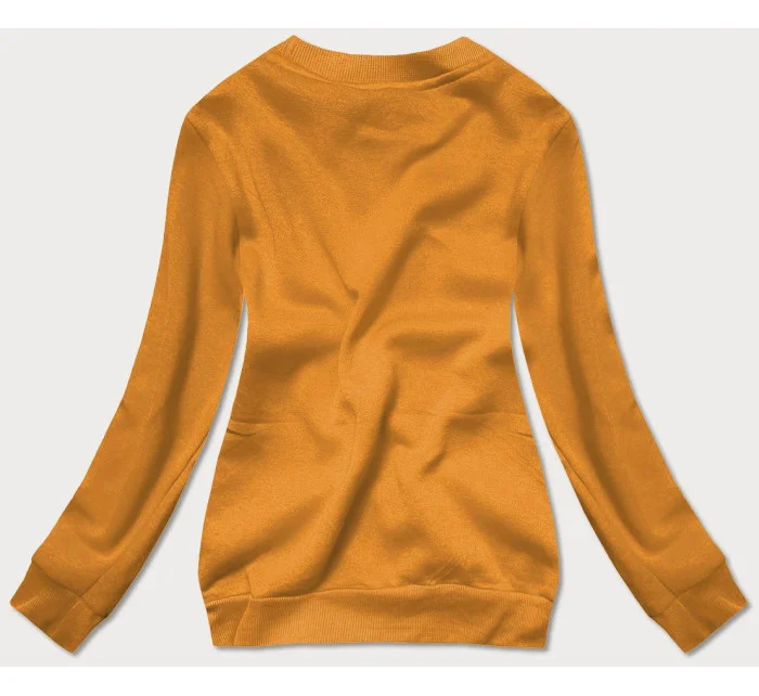 Dámska tepláková mikina v horčicovej farbe so sťahovacími lemami (W01-26)