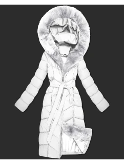 Biela dámska zimná bunda s kožušinovým panelom S'West (B8525-26)