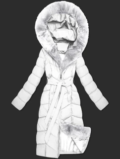 Biela dámska zimná bunda s kožušinovým panelom S'West (B8525-26)