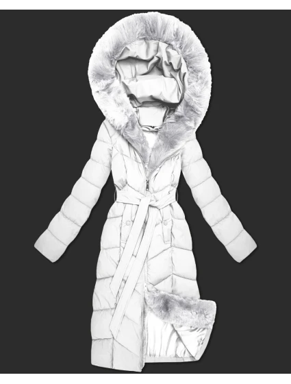 Biela dámska zimná bunda s kožušinovým panelom S'West (B8525-26)