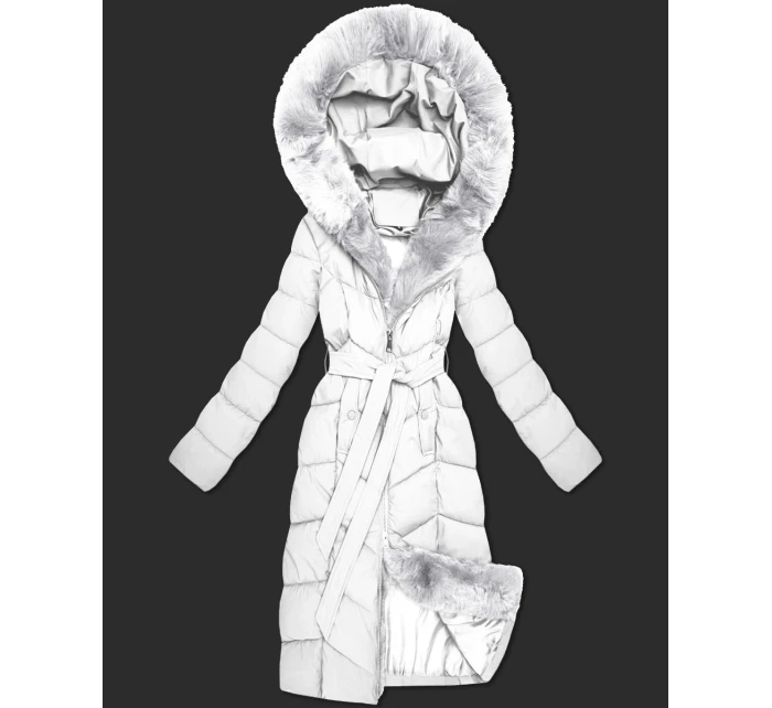 Biela dámska zimná bunda s kožušinovým panelom S'West (B8525-26)