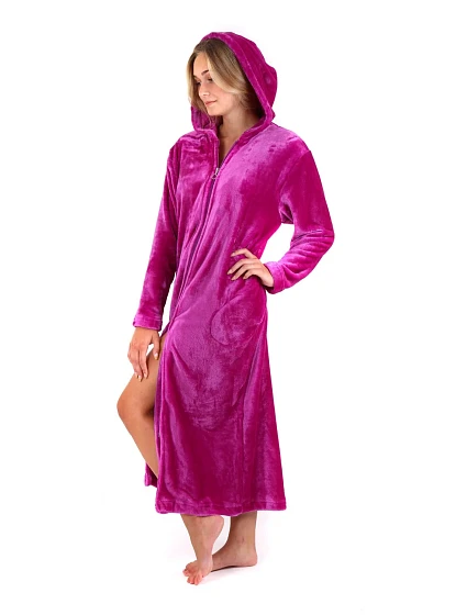 Dámsky župan Siena s kapucňou na zips 3656 fuchsia - Vestis