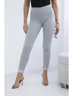 Bavlnené nohavice so zirkónmi na zadných vreckách sivé Bavlnené nohavice so zirkónmi na zadných vreckách sivé