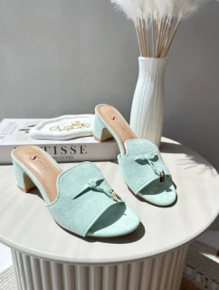 Klapki Damskie Z Eko Zamszu Na Obcasie Miętowe Jemenna