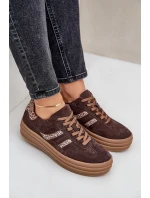 model 21679935 Semišové Sneakersy Na Platformě Leopardí Čokoládové - Zazoo
