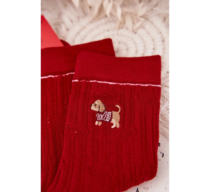 Dámské vánoční ponožky srdce a model 21786653 červené - Aura.via