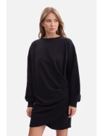 model 21379818 Pletené šaty s bočními záhyby černé - BeWear