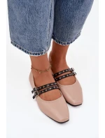 Dámské baleríny s pásky model 21836997 – béžové - Kesi