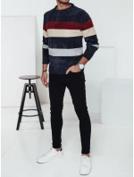 Pánsky pruhovaný tmavomodrý sveter FashionStreet WX2240 Pánsky pruhovaný tmavomodrý sveter FashionStreet WX2240