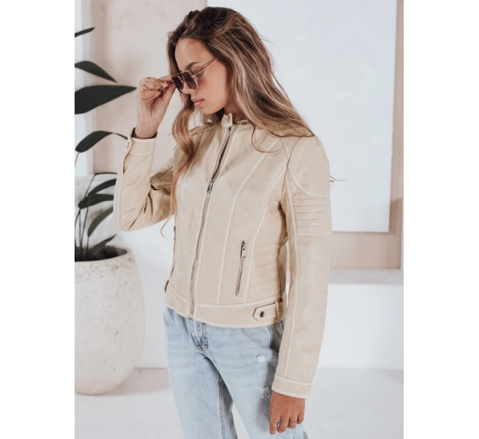 Dámská kožená bunda beige Dstreet model 21992181 - FashionStreet