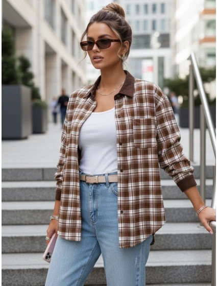 Koszula damska na w brązowa model 22030002 - FashionStreet