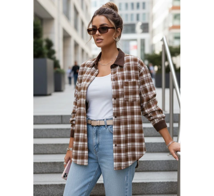 Koszula damska na w brązowa model 22030002 - FashionStreet