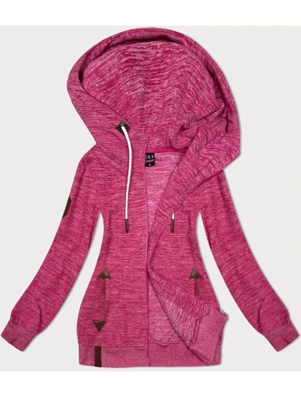 Ružová melanžová fleecová mikina na zips (2310)