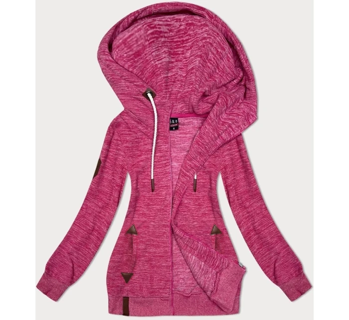 Ružová melanžová fleecová mikina na zips (2310)