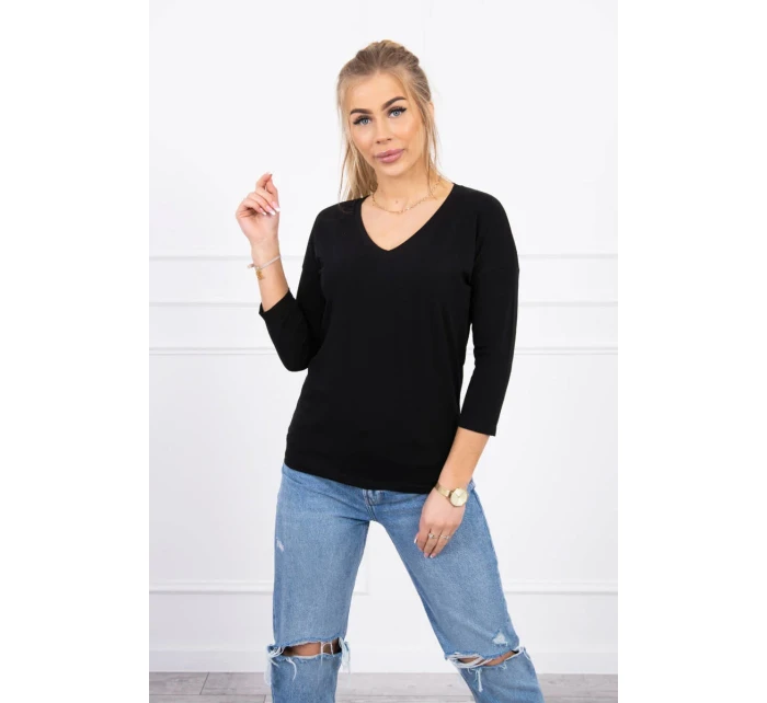 Blúzka s výstrihom do V čierna